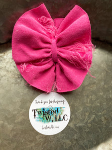 Distressed Hot Pink Bows