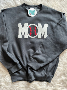 Baseball Puff Vinyl MOM tee, sweatshirt, or hoodie • any name • Game Day tee