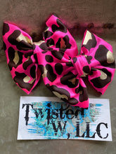 Load image into Gallery viewer, Ready to ship  • Hot Neon Pink Leopard with gold • Swim Bows
