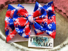 Load image into Gallery viewer, Ready to Ship • Patriotic Splatter • Red, White, &amp; Blue Bows
