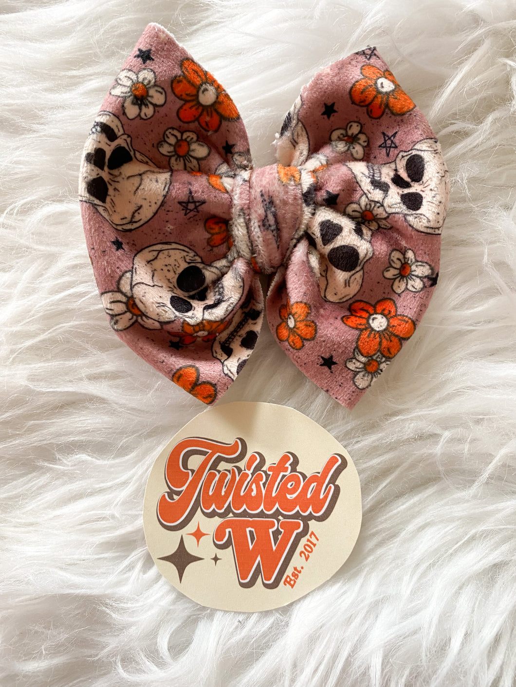 Floral Skulls • Darker Mauve • Spooky Bows • Velvet